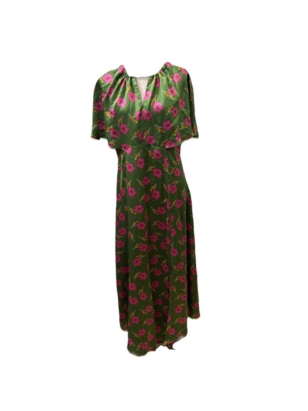 Liquorish Floral Midi  Dress Slit Sleeves Tie Back Front Slit Size 10